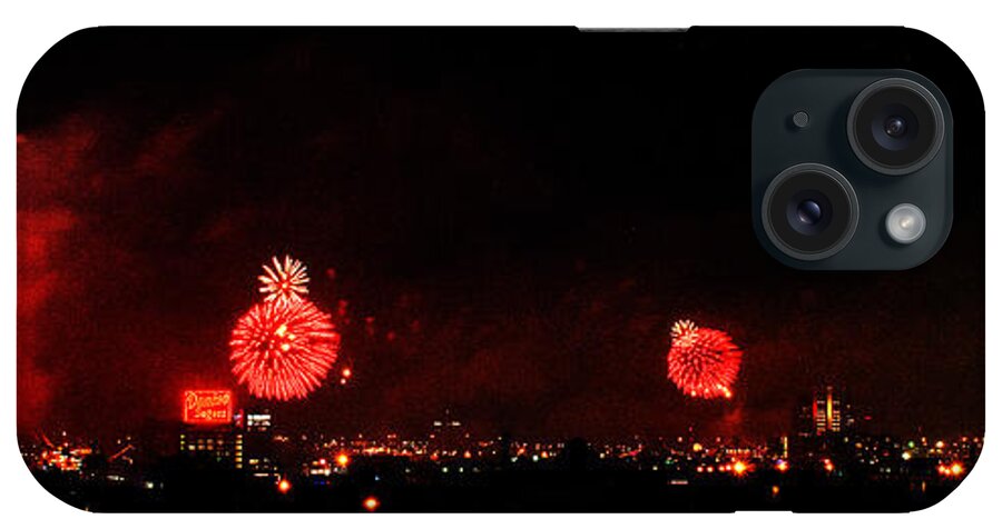 Baltimore iPhone Case featuring the photograph Baltimore Harbor Fireworks Panorama by Bill Swartwout