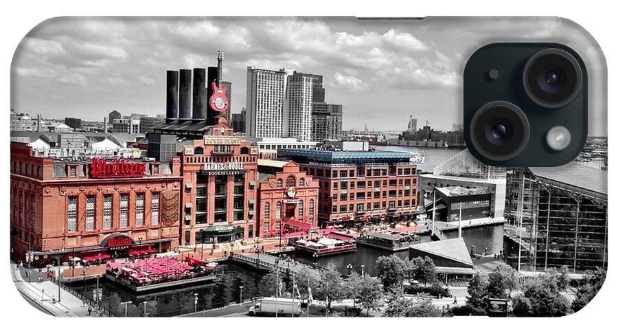 Power Plant iPhone Case featuring the photograph Baltimore Power Plant Color Black White by Chris Montcalmo