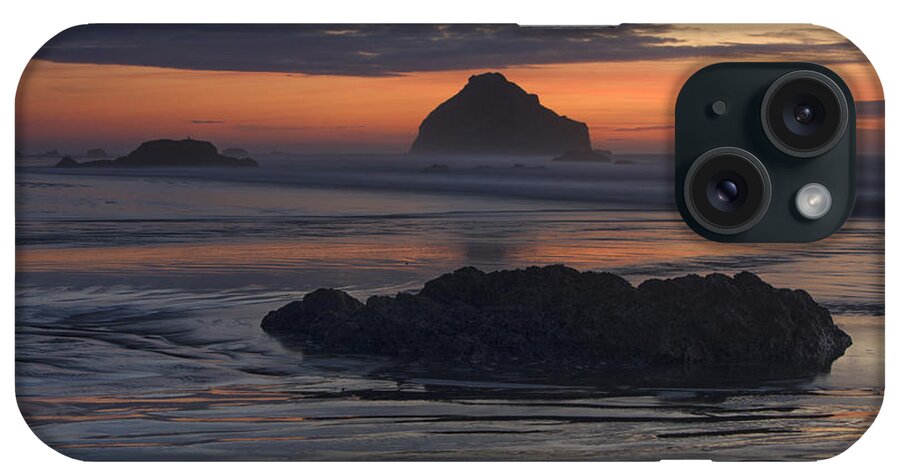 Oregon iPhone Case featuring the photograph Bandon Beach Face Rock Sunset by Mark Kiver