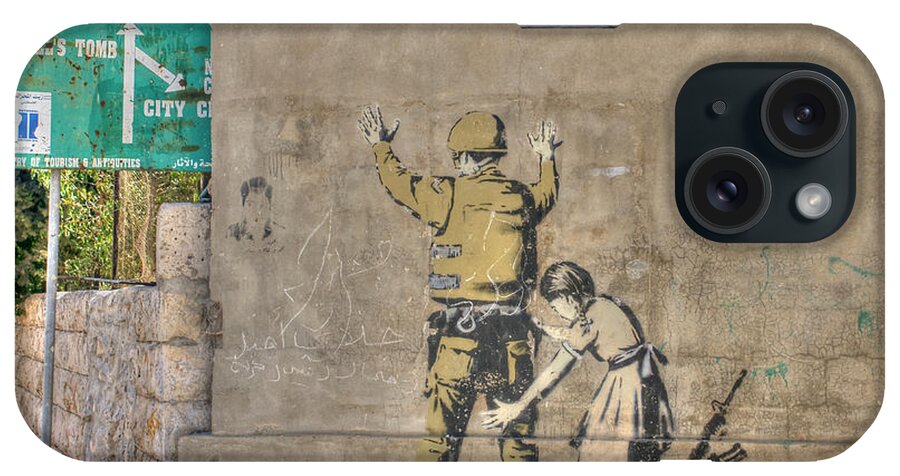 Banksy iPhone Case featuring the photograph Banksy in Bethlehem 2 by David Birchall