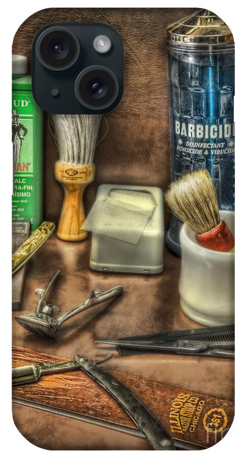 Barbicide iPhone Case featuring the photograph Barber Shop Tools by Lee Dos Santos