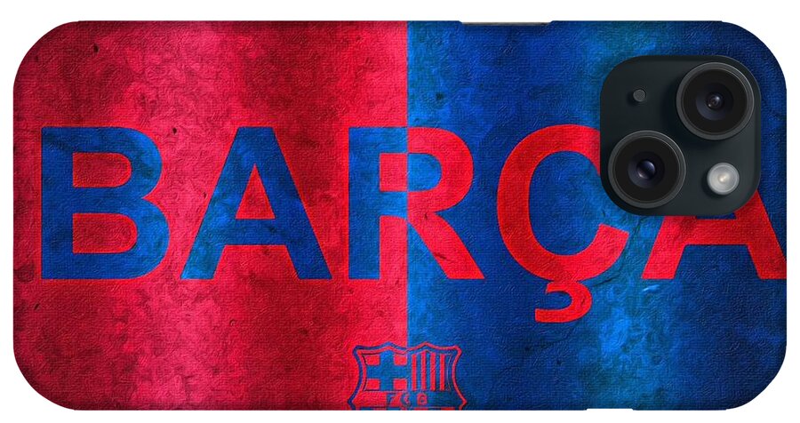 Barcelona iPhone Case featuring the painting Barcelona Football Club Poster by Florian Rodarte