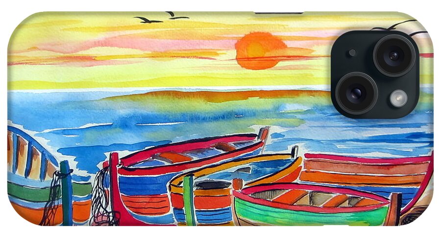 Barche iPhone Case featuring the painting Barche dei pescatori by Roberto Gagliardi