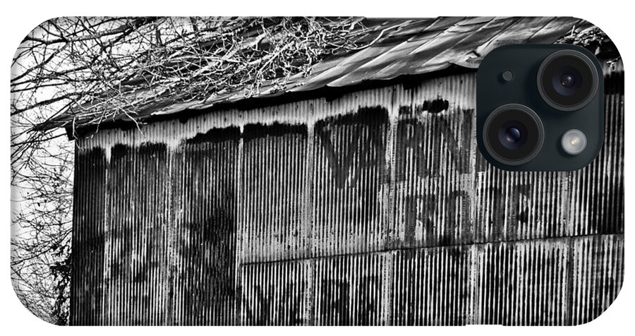 Barn Ghost Sign In B/w iPhone Case featuring the photograph Barn Ghost Sign in BW by Greg Jackson