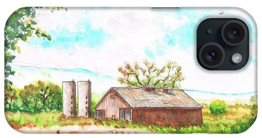 Nature iPhone Case featuring the painting Barn in Highway 6 - Bishop - California by Carlos G Groppa