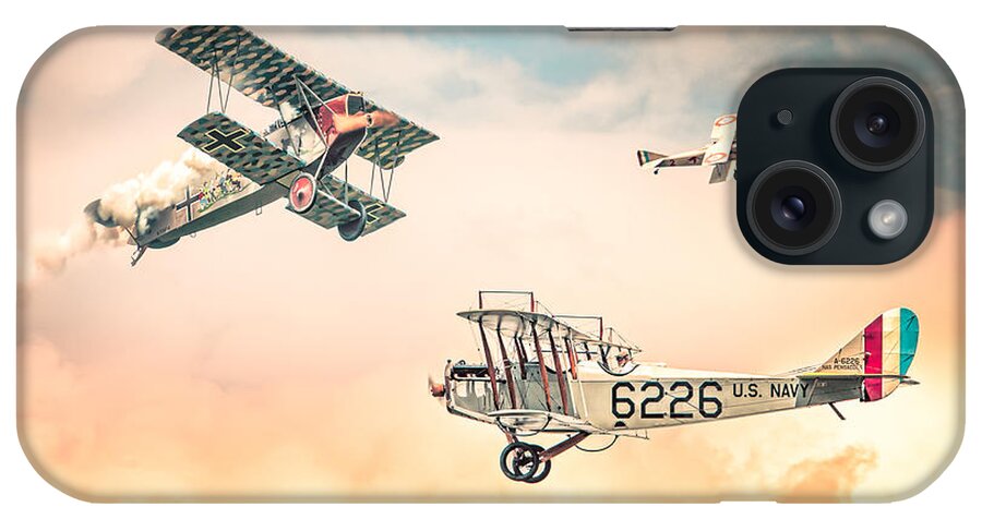 Biplanes iPhone Case featuring the photograph Barnstormers in The Golden Age of Flight - Replica Fokker D Vll - Spad 7 - Curtiss Jenny JN-4H by Gary Heller