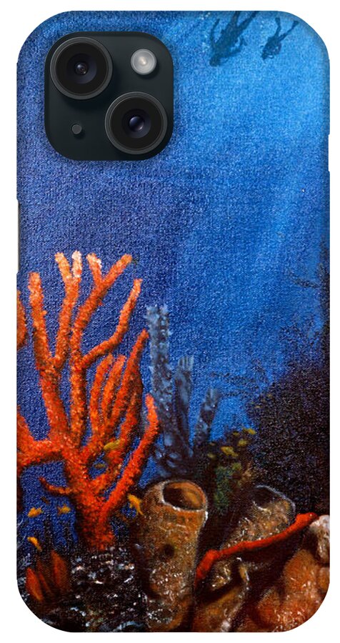 Coral iPhone Case featuring the painting Barrel Coral in The Red Sea by Mackenzie Moulton