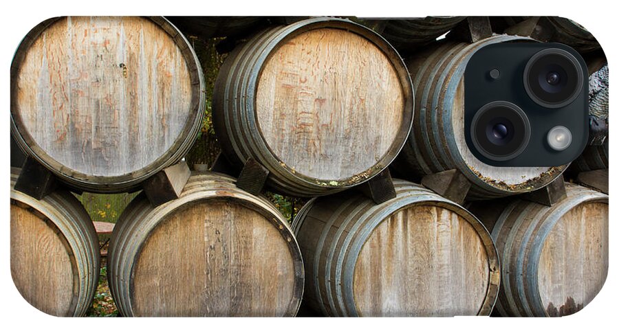 Abstract iPhone Case featuring the photograph Barrels Of Wine, Kunde Winery, Sonoma by Bill Bachmann