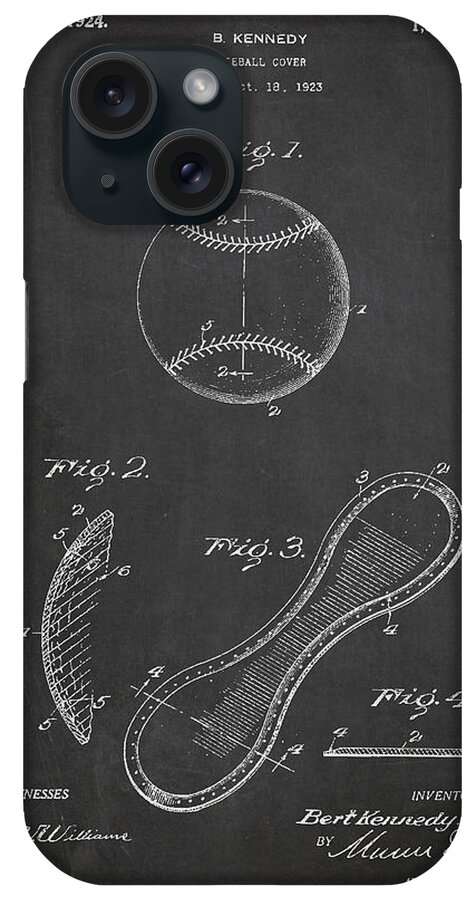 Baseball Patent iPhone Case featuring the digital art Baseball Cover Patent Drawing From 1923 by Aged Pixel