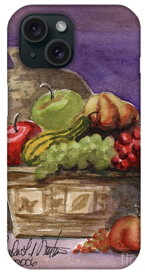 Gourds iPhone Case featuring the painting Basket of Fruit by Linda L Martin