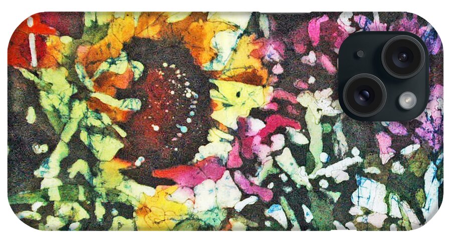 Batik iPhone Case featuring the painting Batik Sunflower 1 by Diane Fujimoto