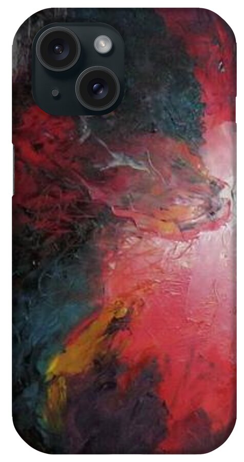 Oil Knifed Onto Canvas iPhone Case featuring the painting Bayley - Exploding Star Nebuli by Carrie Maurer