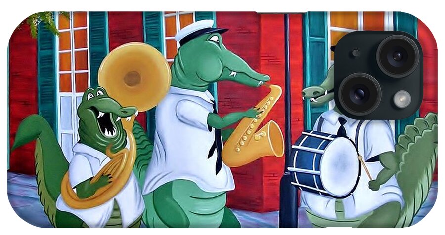 Louisiana iPhone Case featuring the painting Bayou Street Band by Valerie Carpenter
