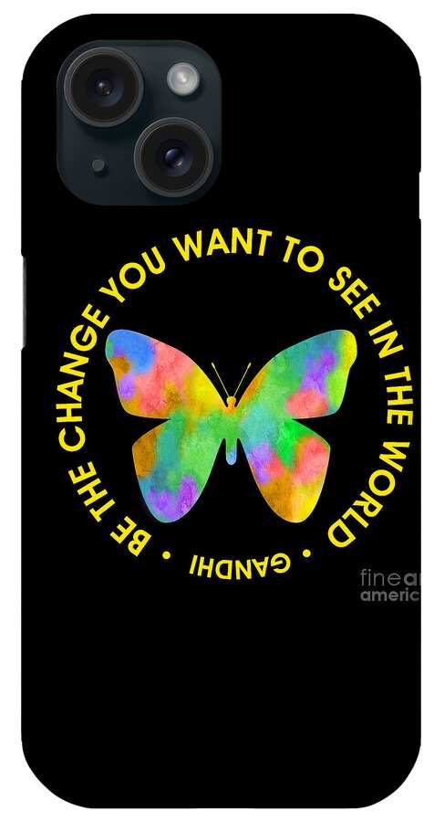 Be The Change iPhone Case featuring the digital art Be the Change - Butterfly in Circle by Ginny Gaura