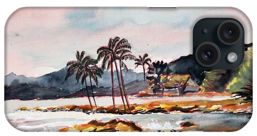 Beach iPhone Case featuring the painting Beach at Waikiki by Richard Jules