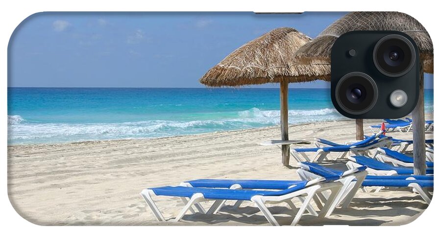 Beach iPhone Case featuring the photograph Beach chairs in Cancun by Jane Girardot