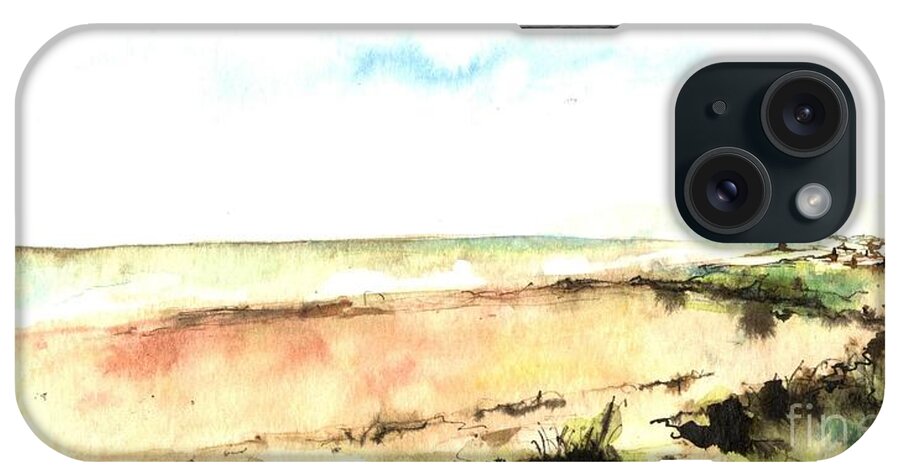 Ink Drawing iPhone Case featuring the painting Beach view by Karina Plachetka