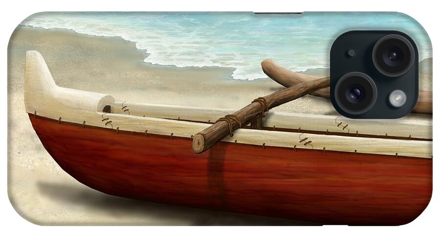 Wall Art iPhone Case featuring the painting Beached Canoe by Stephen Jorgensen