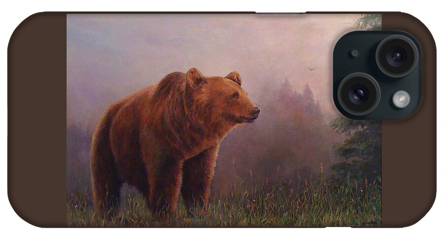 Animal iPhone Case featuring the painting Bear in the Mist by Donna Tucker