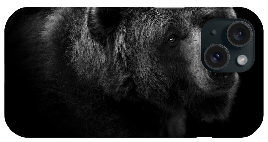 #faatoppicks iPhone Case featuring the photograph Portrait of Bear in black and white by Lukas Holas