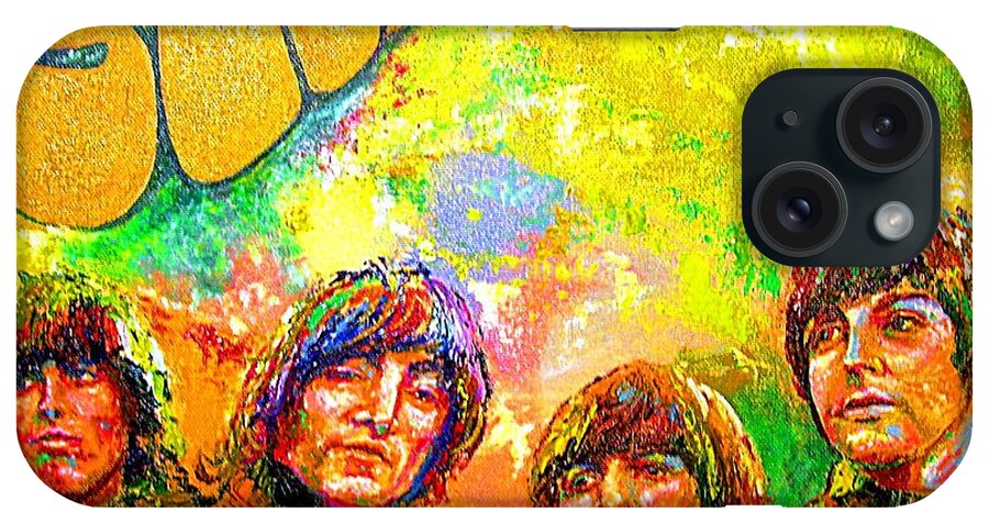 Beatles Oil Painting Rubber Soul Original iPhone Case featuring the painting Beatles Rubber Soul by Leland Castro