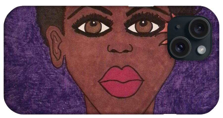 Purple iPhone Case featuring the drawing Beauty Is In The Eyes by Chrissy Pena