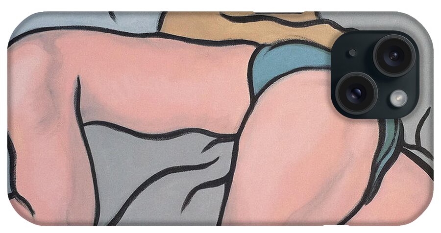 male Nude iPhone Case featuring the painting Bedscape Two-Thirty AM by Stan Magnan