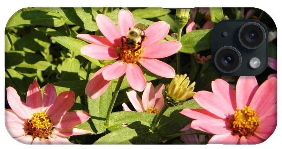 Pink Flower iPhone Case featuring the photograph Bee at Work by Mary Carol Williams