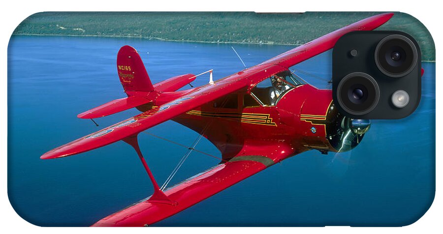 Horizontal iPhone Case featuring the photograph Beechcraft Model 17 Staggerwing Flying by Phil Wallick