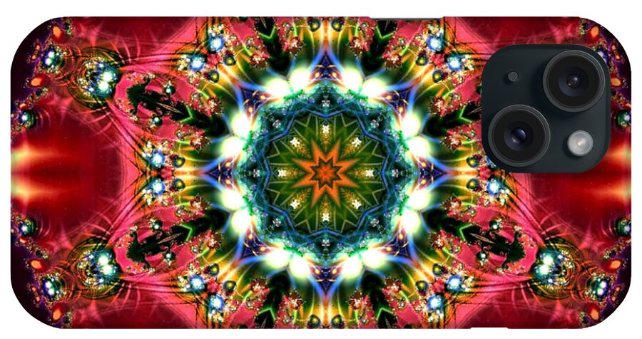 Kaleidoscope iPhone Case featuring the digital art Bejewelled Mandala No 2 by Charmaine Zoe