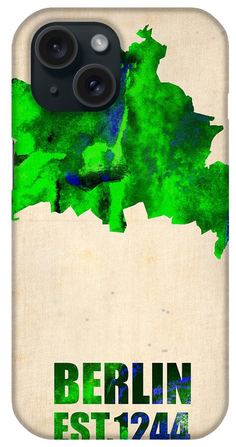 Berlin iPhone Case featuring the painting Berlin Watercolor Map by Naxart Studio