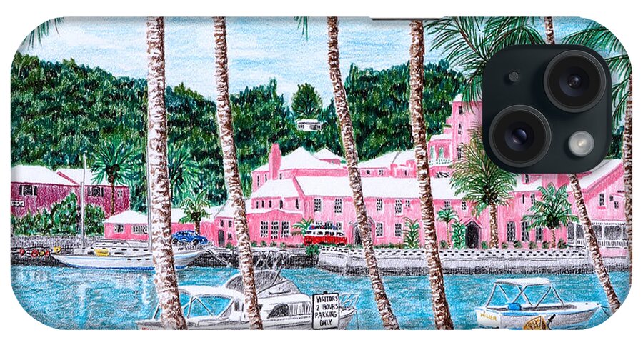 Fairmont Hamilton Princess Hotel iPhone Case featuring the painting Bermuda Pink Hotel by Val Miller