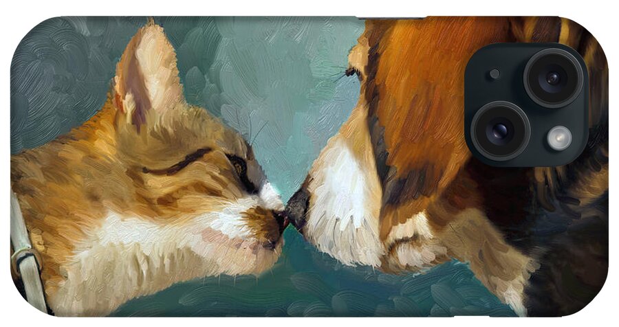 Best Friends iPhone Case featuring the painting Best Friends by Angela Stanton