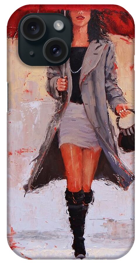 Laura Zanghetti iPhone Case featuring the painting Big Red by Laura Lee Zanghetti