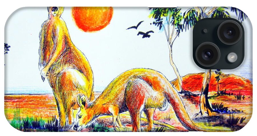 Australia iPhone Case featuring the painting Big Reds Kangas by Roberto Gagliardi