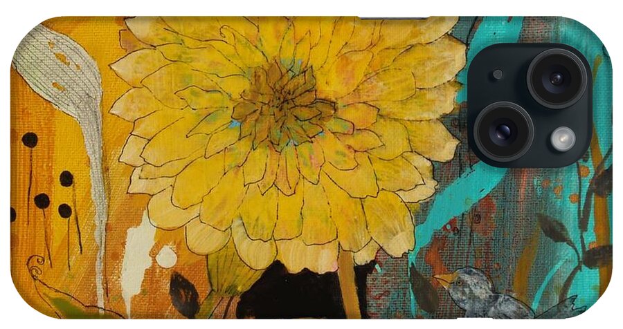 Yellow Flower iPhone Case featuring the painting Big Yella by Robin Pedrero