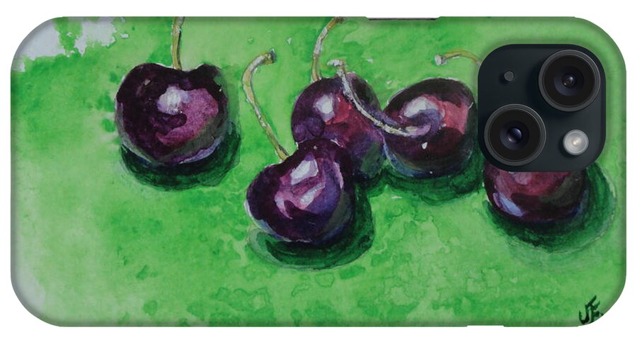 Cherries iPhone Case featuring the painting Bing Cherries by Judy Fischer Walton
