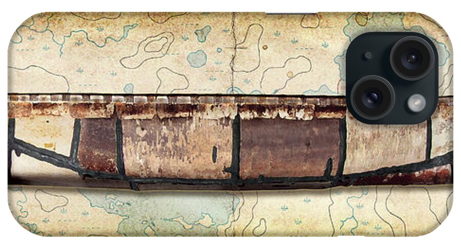 Birch Bark Canoe iPhone Case featuring the painting Birch Bark Canoe and Map by JQ Licensing