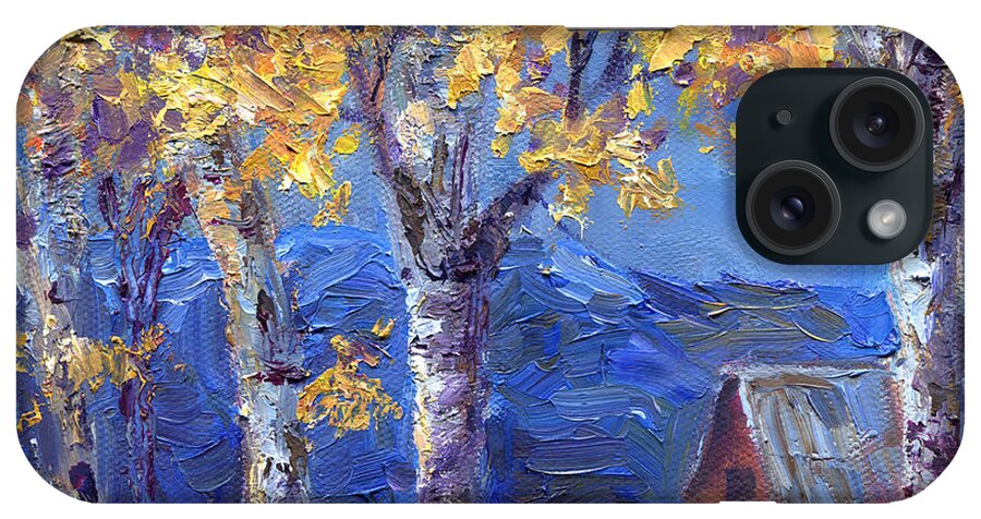 Trees iPhone Case featuring the painting Birch Fall and Barn by June Hunt