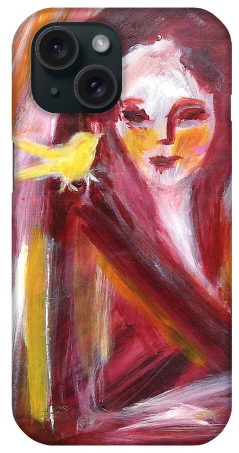 Lady iPhone Case featuring the painting Bird in Hand by Anya Heller