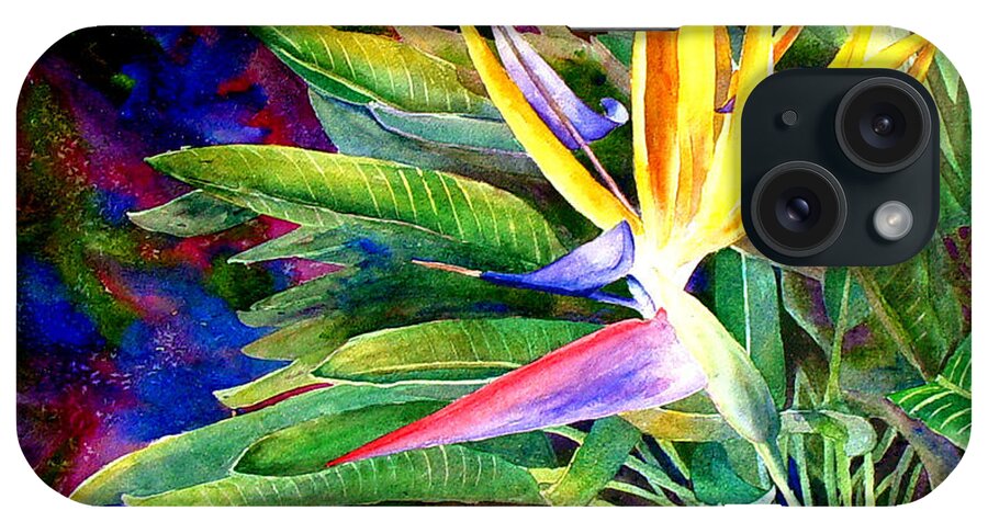 Floral iPhone Case featuring the painting Bird of Paradise by Mary Giacomini