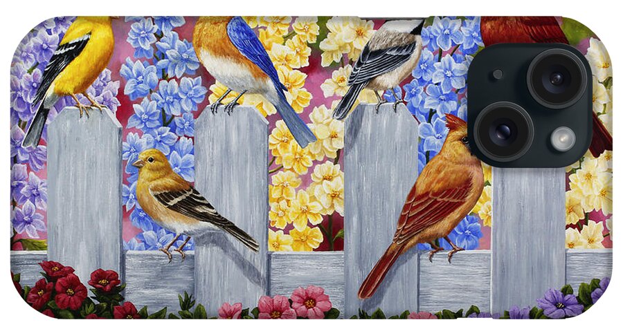 Birds iPhone Case featuring the painting Bird Painting - Spring Garden Party by Crista Forest