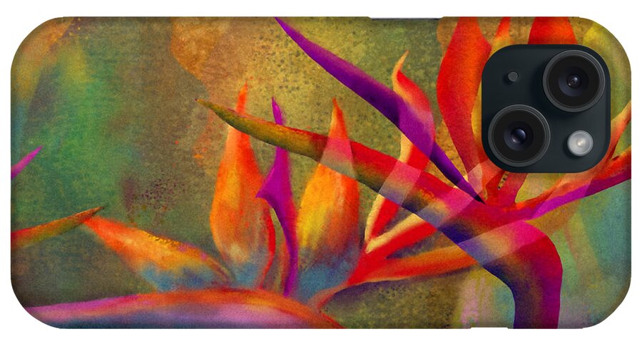 Birds Of Paradise iPhone Case featuring the painting Birds in the Mist by Francine Dufour Jones