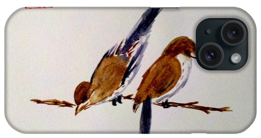 Birds On A Branch iPhone Case featuring the painting Birds of a Feather by Margaret Welsh Willowsilk