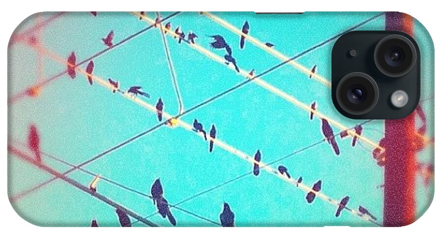 Birds iPhone Case featuring the photograph #birds On Wire #vintique by Greta Olivas
