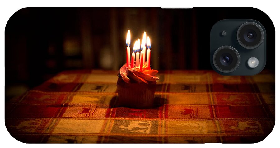 Happy Birthday Cupcake Candles iPhone Case featuring the photograph Birthday Cupcake by Nancy Dunivin