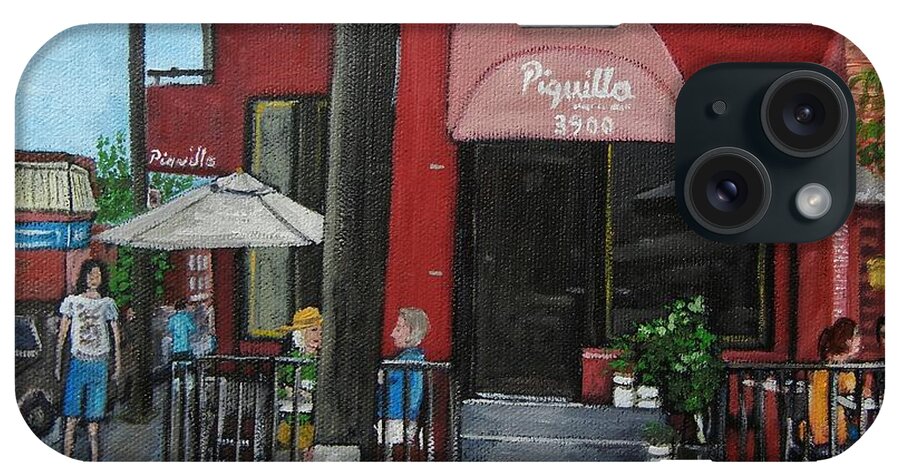 Verdun iPhone Case featuring the painting Bistro Piquillo in Verdun by Reb Frost