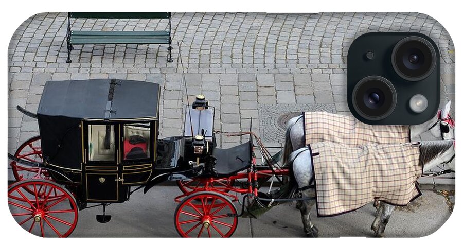 Carriage iPhone Case featuring the photograph Black and red horse carriage - Vienna Austria by Imran Ahmed