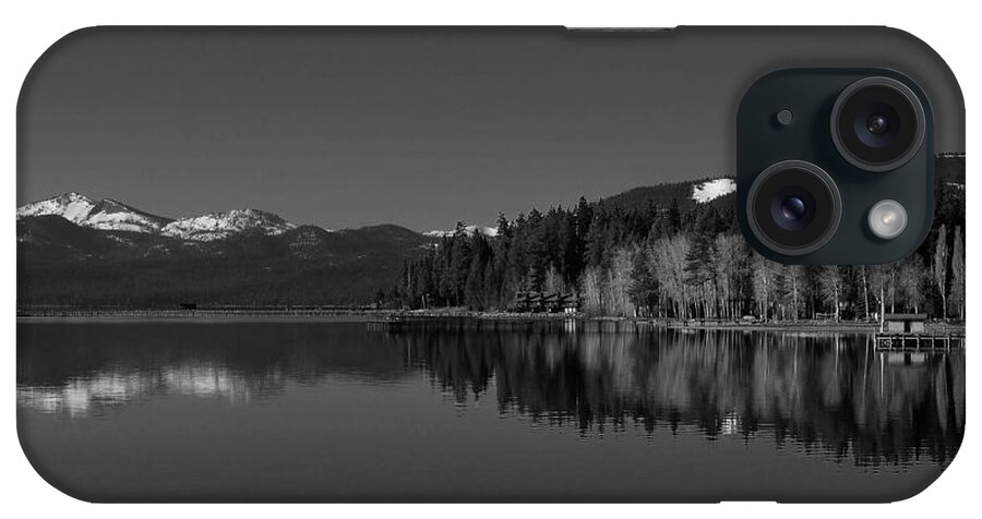 Lake Tahoe Ca iPhone Case featuring the photograph Black and White Lake Tahoe Reflection by Marilyn MacCrakin