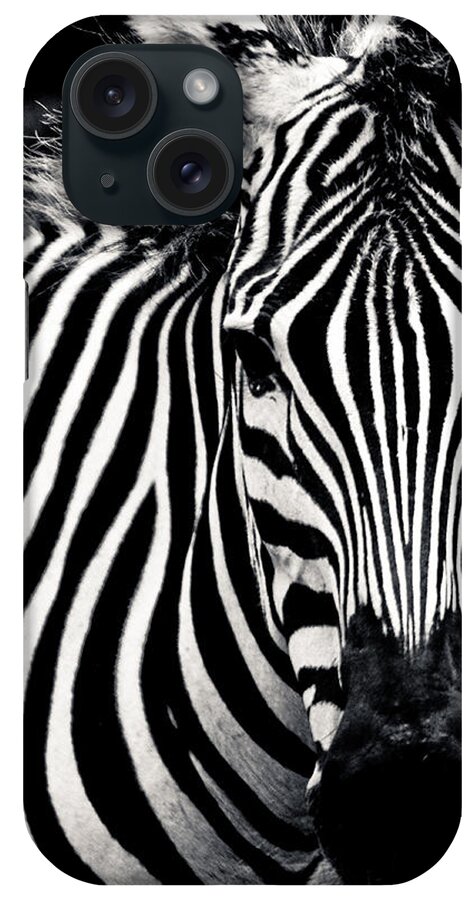 Zebra iPhone Case featuring the photograph Black and white Zebra Portrait by Maggy Marsh